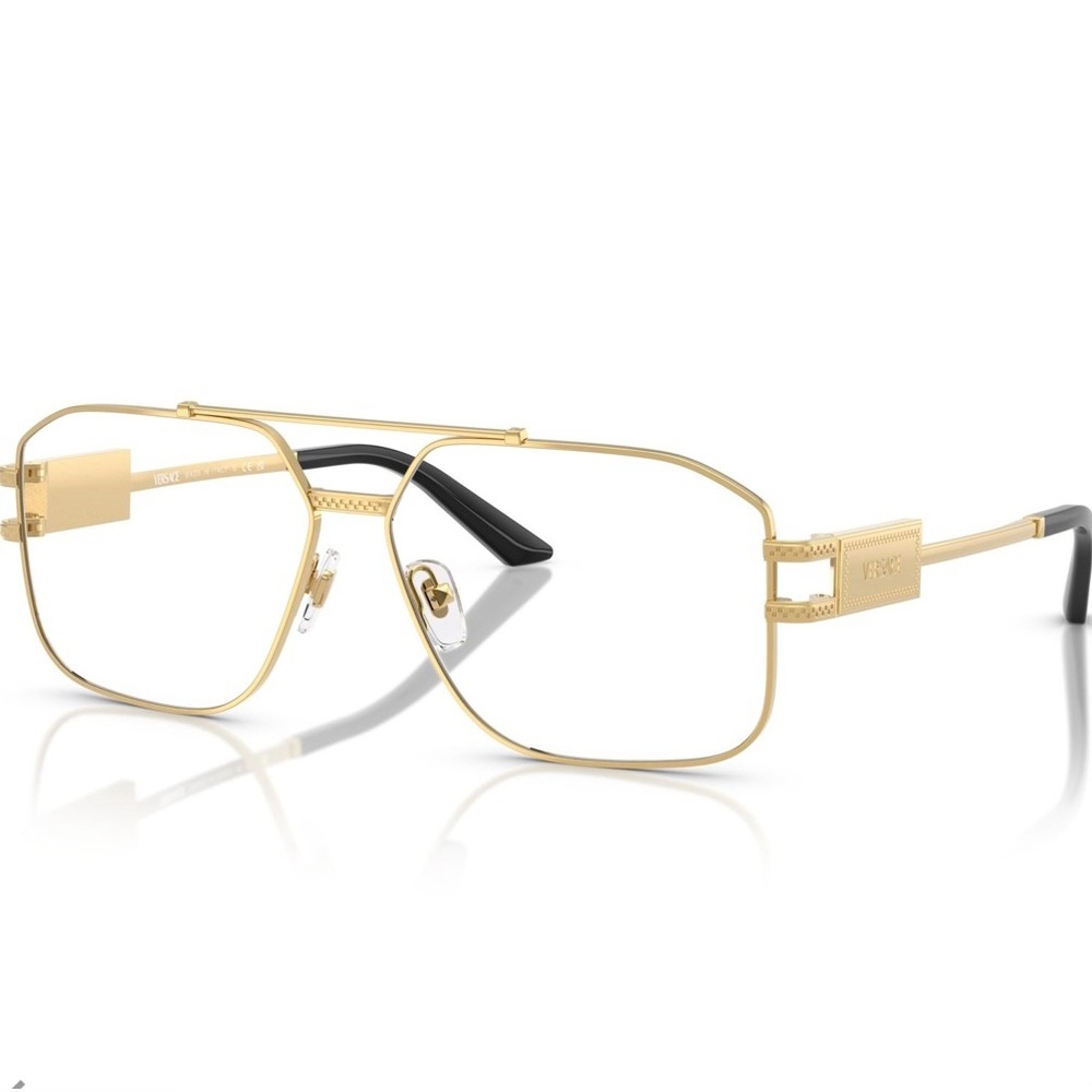 NEW VERSACE EYEGLASSES MOD 1302 GOLD MEN VERSACE VE1302 1002 SQUARE EYEWEAR - Picture 1 of 3